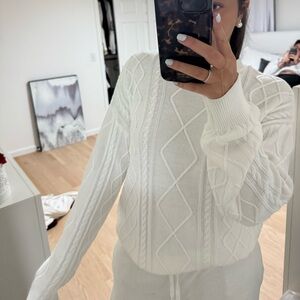 Edikted White Cable Knit Sweater